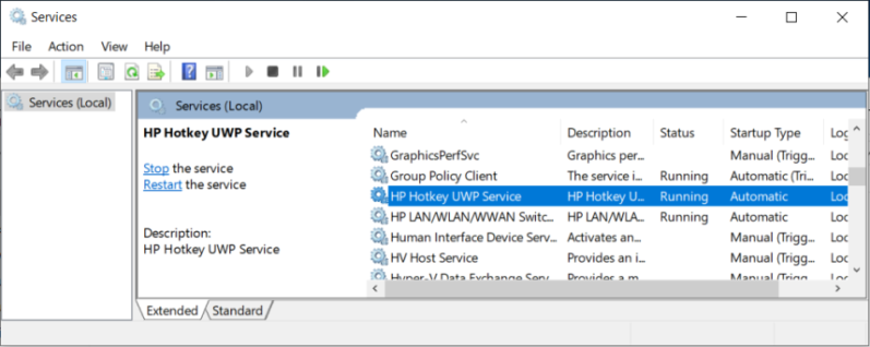 HP Hotkey UWP Service