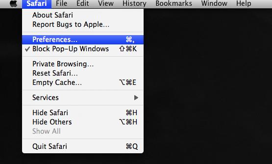 Safari preferences